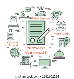 Vector hotel service square concept - Service Contract