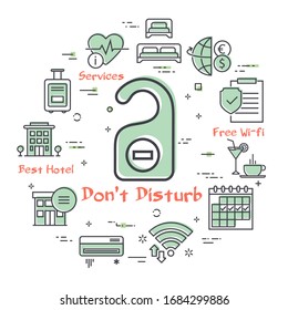 Vector hotel service square concept - Do not disturb door sign