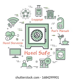 Vector hotel service square concept - Hotel Safe