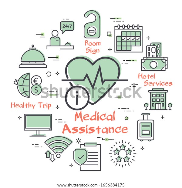 Vector\
hotel service square concept - Medical\
Assistance