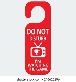 Vector hotel tag do not disturb with tv game icon