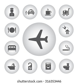 vector hotel and travel icon set   