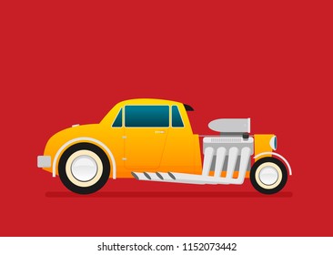 Vector Hotrod flat. Old school race car.