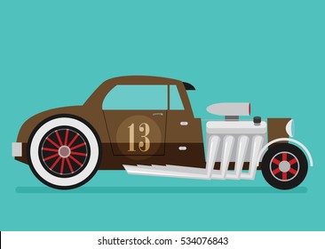 Vector Hotrod flat. Old school race car.