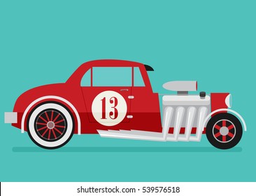 Vector Hotrod flat. Old school race car.