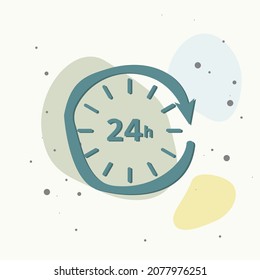 Vector hour icon. Support 24 hours a day. Round the clock on multicolored background. Layers grouped for easy editing illustration. For your design.