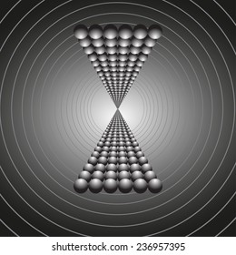 Vector hourglass of the balls on the abstract background