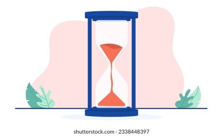Vector hourglass - Flat design illustration of sand timer on white background