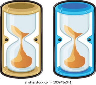 Vector hourglass icon, running out of time. Transparent and flat design of sandglass or sandclock.