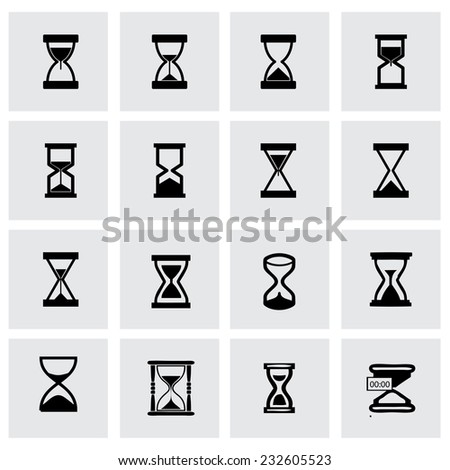 Vector hourglass icon set on grey background