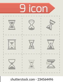 Vector hourglass icons set on grey background