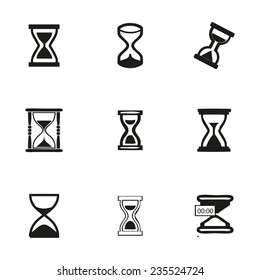 Vector hourglass icons set on white background