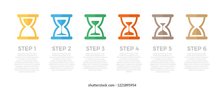 Vector hourglass infographic concept. Timeline illustration of sand clocks for business design and marketing presentation on white background.