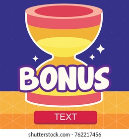 A vector hourglass isolated on dark blue background and orange floor, flat style for game