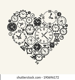 Vector hours heart - Symbol of love forever 