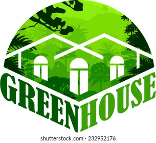 Vector house abstract real estate in jungle label emblem
