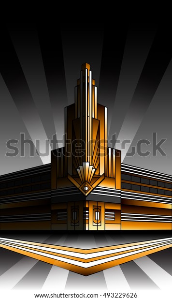 art deco building vector