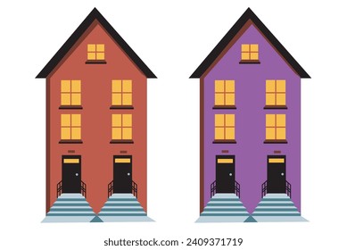 Vector House or Buildings. Apartment icon, solid building house, decorative house or buildings, city house, village hose, home concept, model building vector.