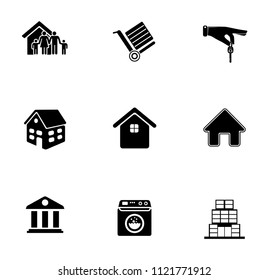 vector house buildings icons set - residential home isolated. real estate illustrations, property object