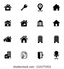 vector house buildings icons set - residential home isolated. real estate illustrations, property object