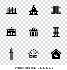 vector house buildings icons set - residential home isolated. real estate illustrations, property object