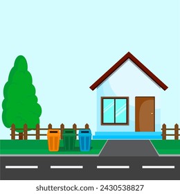 Vector of house buildings on the side of the road. House building vector design illustration. House icon simple sign. similar design