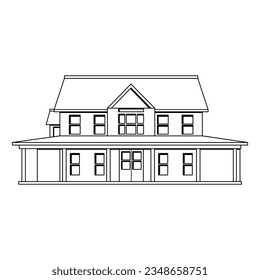 vector house cartoon line art illustration isolated