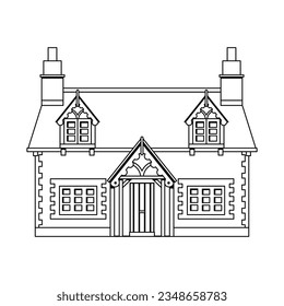 vector house cartoon line art illustration isolated