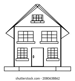 Vector de casa para libro de colorear o página. Casa de colores