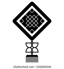vector of house decoration for good luck black and white icon