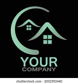 Vector house design, logo for the company isolated