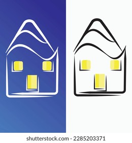 diseño de la casa vectorial con luz amarilla