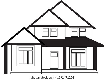 Vector house with diverse windows. 