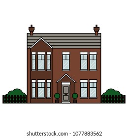 Vector house facade. Simple English house in flat style. 