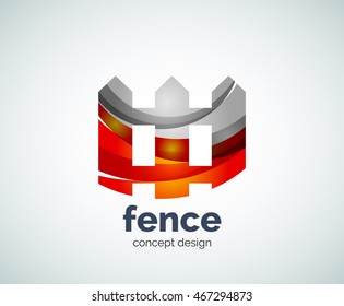 Vector house fence logo template, abstract business icon
