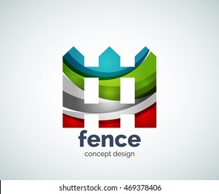Vector house fence logo template, abstract business icon