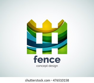Vector house fence logo template, abstract business icon