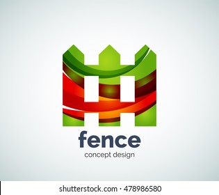 Vector house fence logo template, abstract business icon