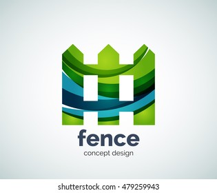 Vector house fence logo template, abstract business icon