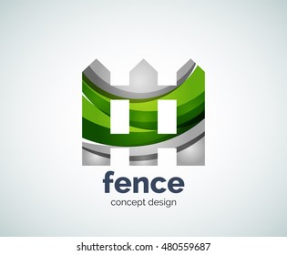 Vector house fence logo template, abstract business icon