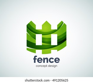 Vector house fence logo template, abstract business icon