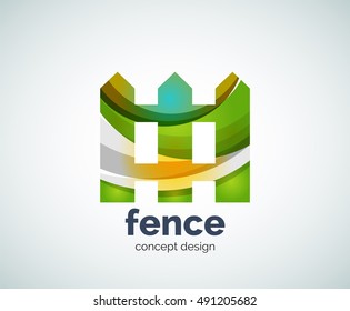 Vector house fence logo template, abstract business icon