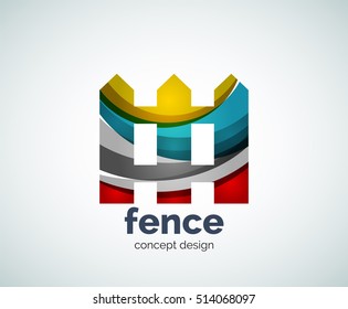 Vector house fence logo template, abstract business icon
