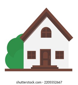 Vector house flat design brown color. Simple house vector illustration isolated on white.	