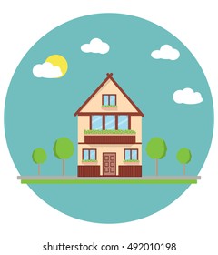 Vector house flat icon illustration isolated