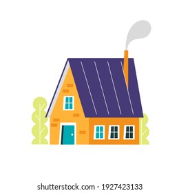 Vector house in flat style. Colorful cute cabin isolated on white.