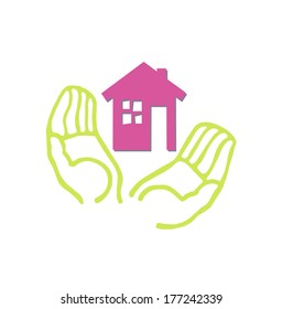 Vector house in hands