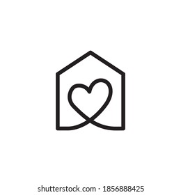 Vector house and heart icon on white background