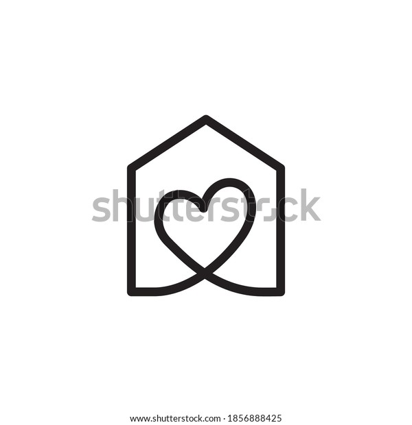 Vector House Heart Icon On White Stock Vector (Royalty Free) 1856888425 Shutterstock