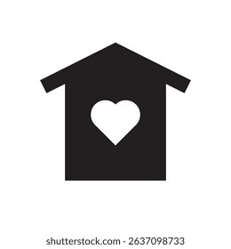 Vector of a house with a heart, symbolizing home and love. Ideal for family designs, Valentine’s Day, or real estate branding with emotional themes.